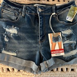 Cuffed Distressed Shorts- Wax Jean Collection size large